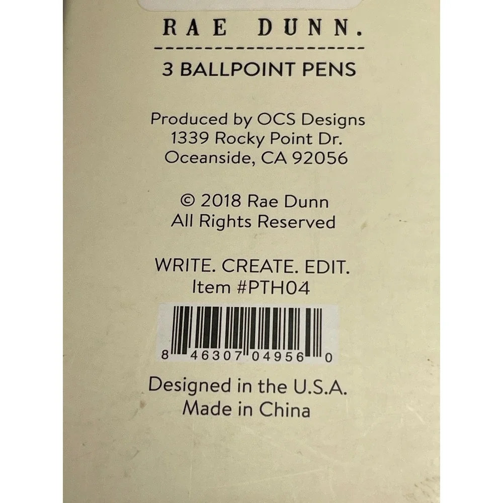 Rae Dunn Ballpoint Pen Set 3pk Cream Silver Metal Minimalist Office Gift New